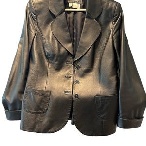 Salvatore Faragamo Leather Black Jacket Size 8 womens